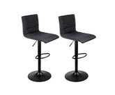 Set of 2 Fabric Bar Stools - Black